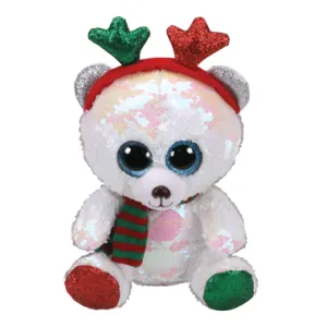 Ty Flippables Mistletoe The Christmas Sequin Bear with Antlers SALE