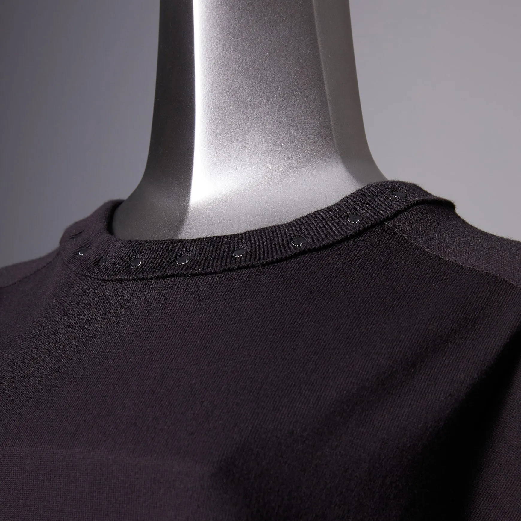TYPE-1 Knit Organic Cotton Crew Neck Collar Part (Black)