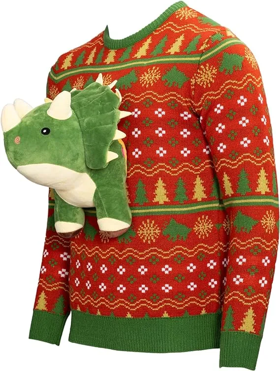 Ugly Christmas Sweater JulesRoche 3D Dinosaur Festive Wear