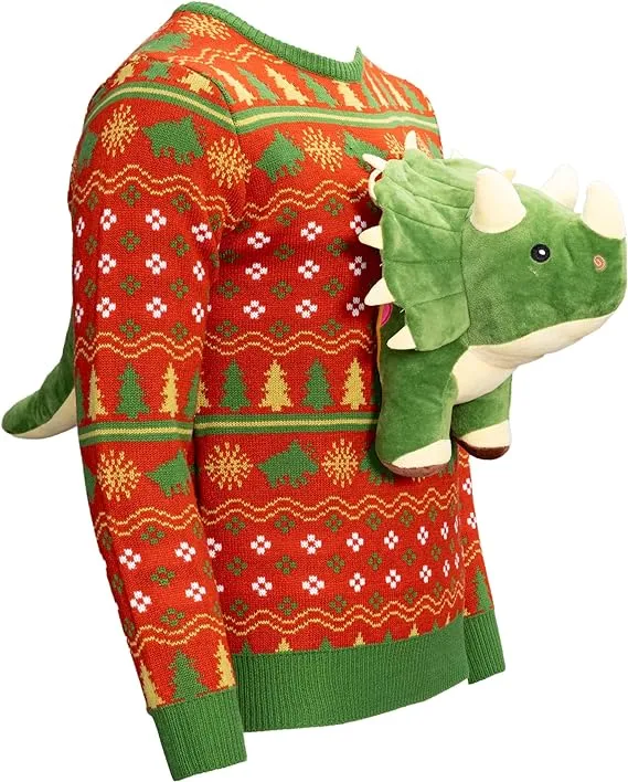 Ugly Christmas Sweater JulesRoche 3D Dinosaur Festive Wear
