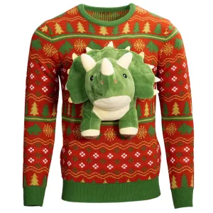 Ugly Christmas Sweater JulesRoche 3D Dinosaur Festive Wear