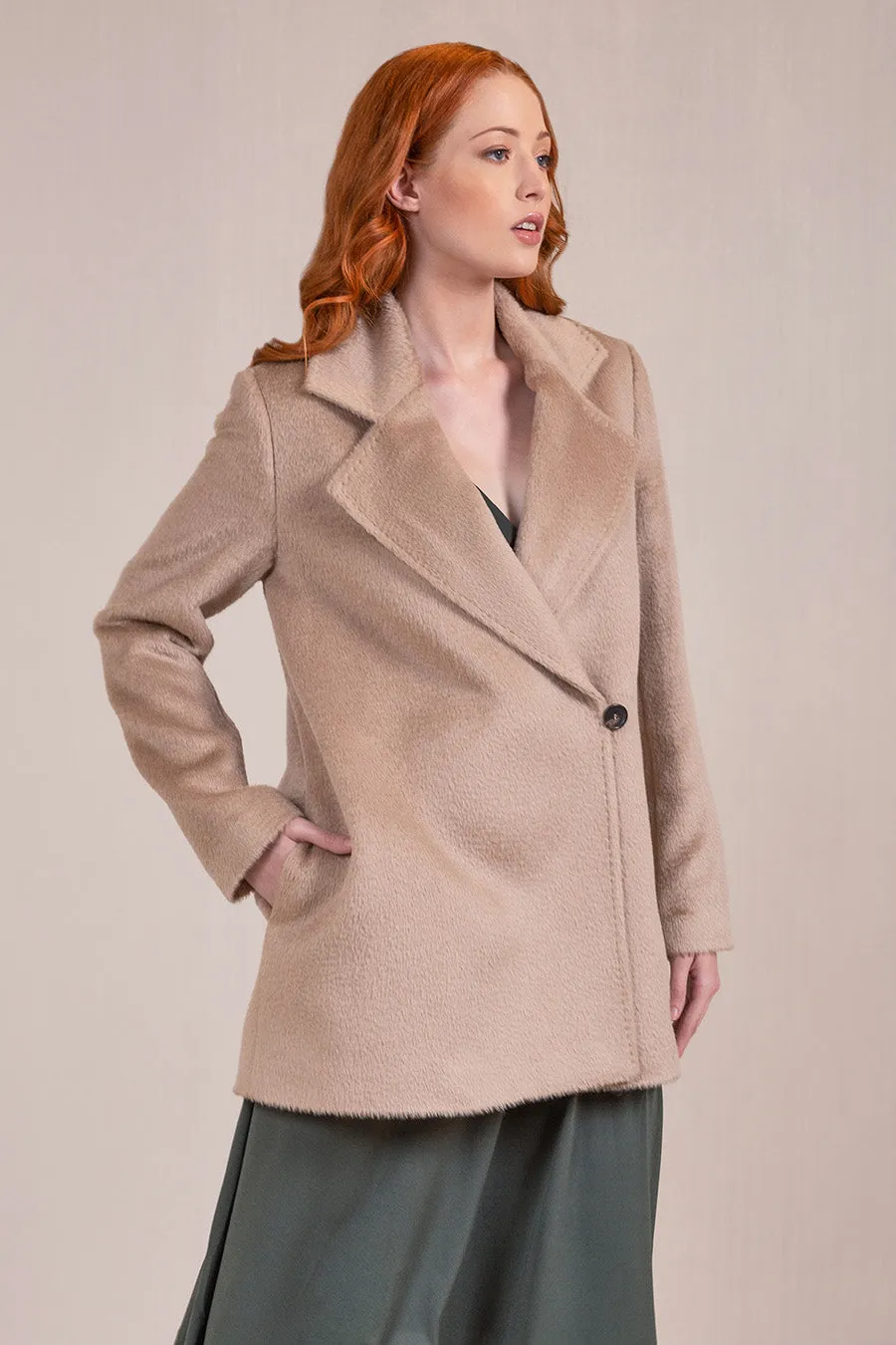 Vane Coat Baby Alpaca Suri Color Beige