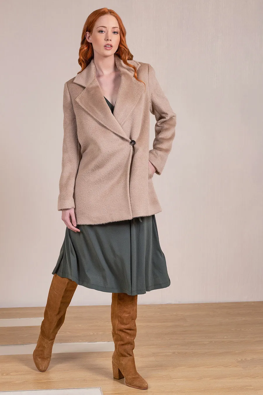 Vane Coat Baby Alpaca Suri Color Beige
