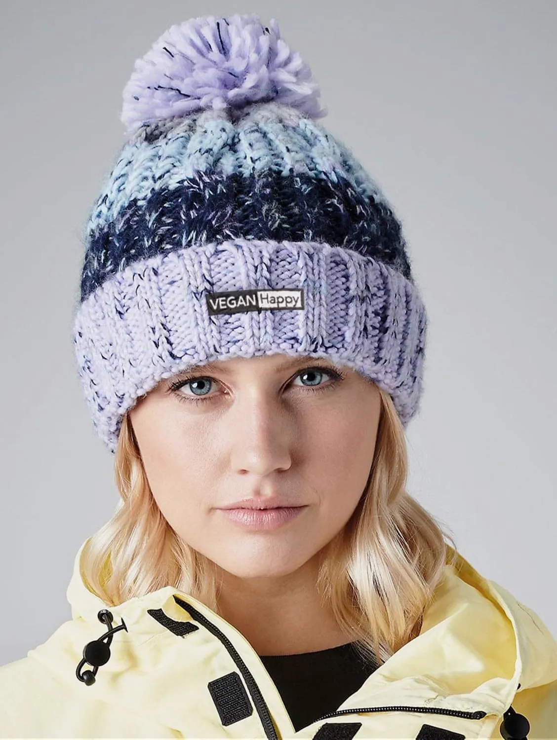 Vegan Corkscrew Pom Pom Beanie | Multiple Colours