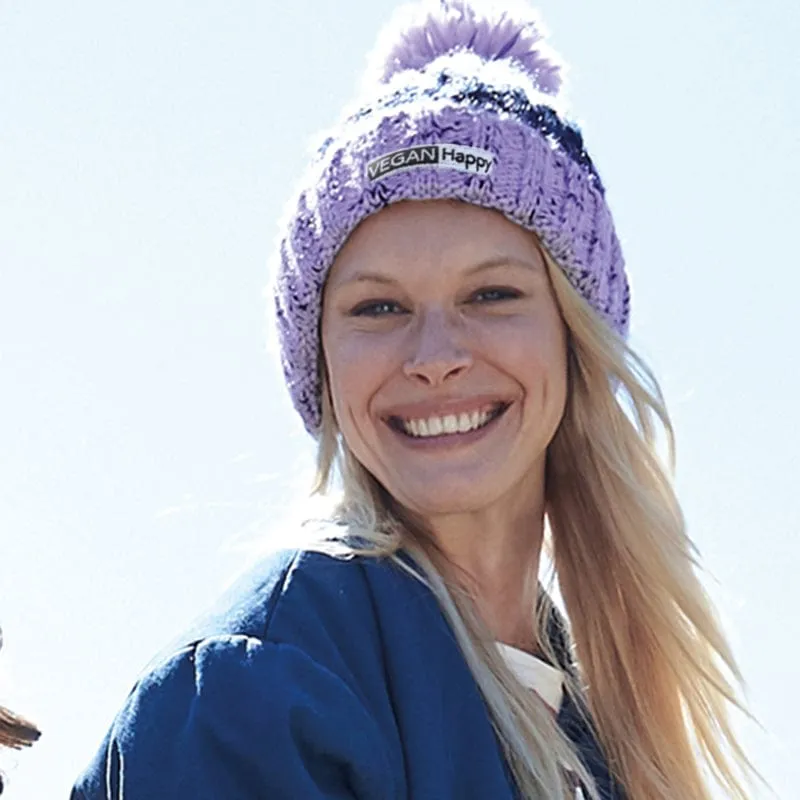 Vegan Corkscrew Pom Pom Beanie | Multiple Colours