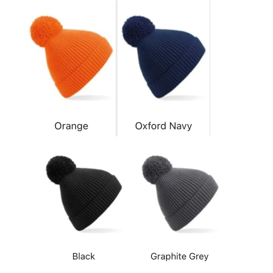 Vegan Engineered Knit Ribbed Pom Pom Beanie | Multiple Colours