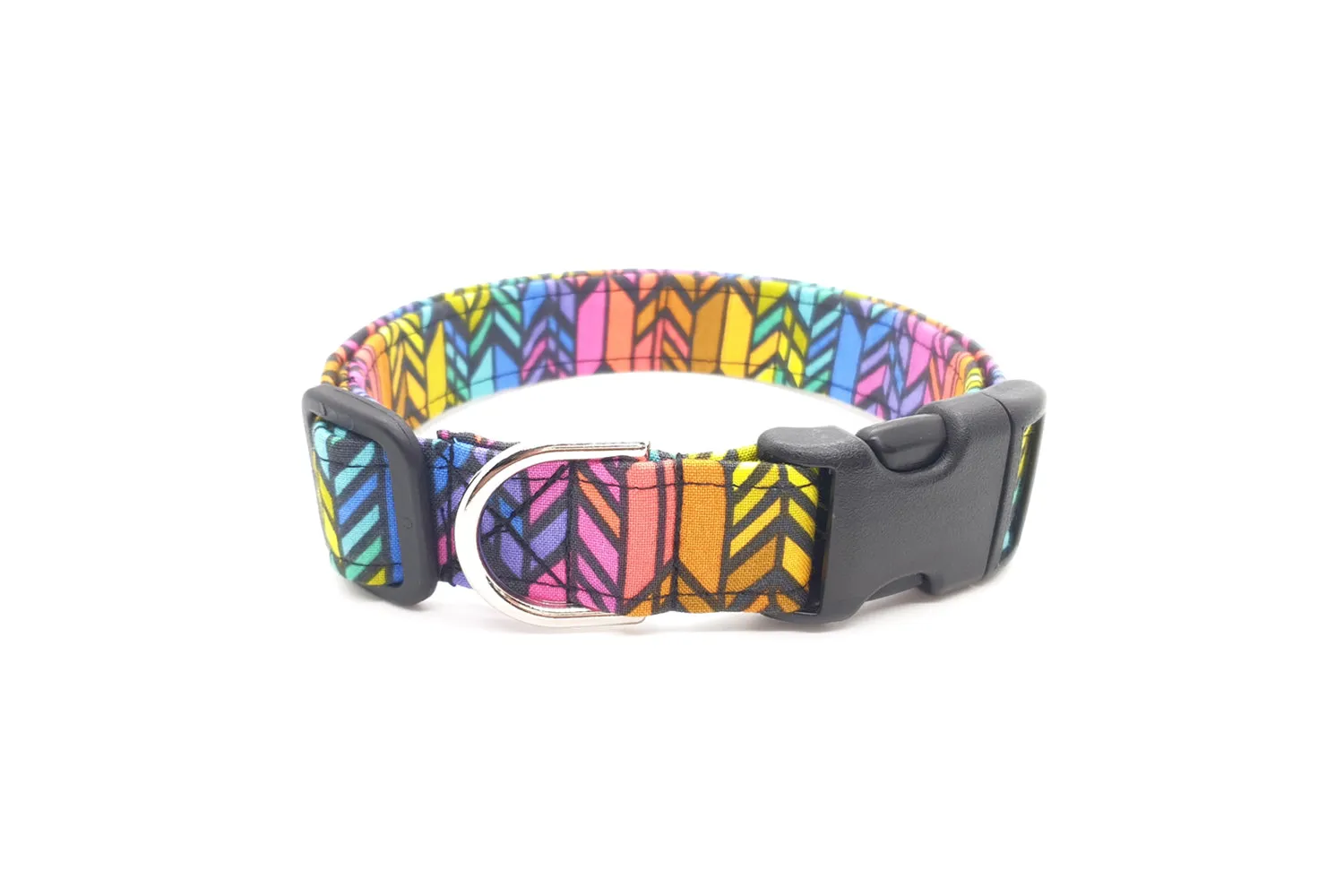 Vertical Rainbow Chevron Dog Collar