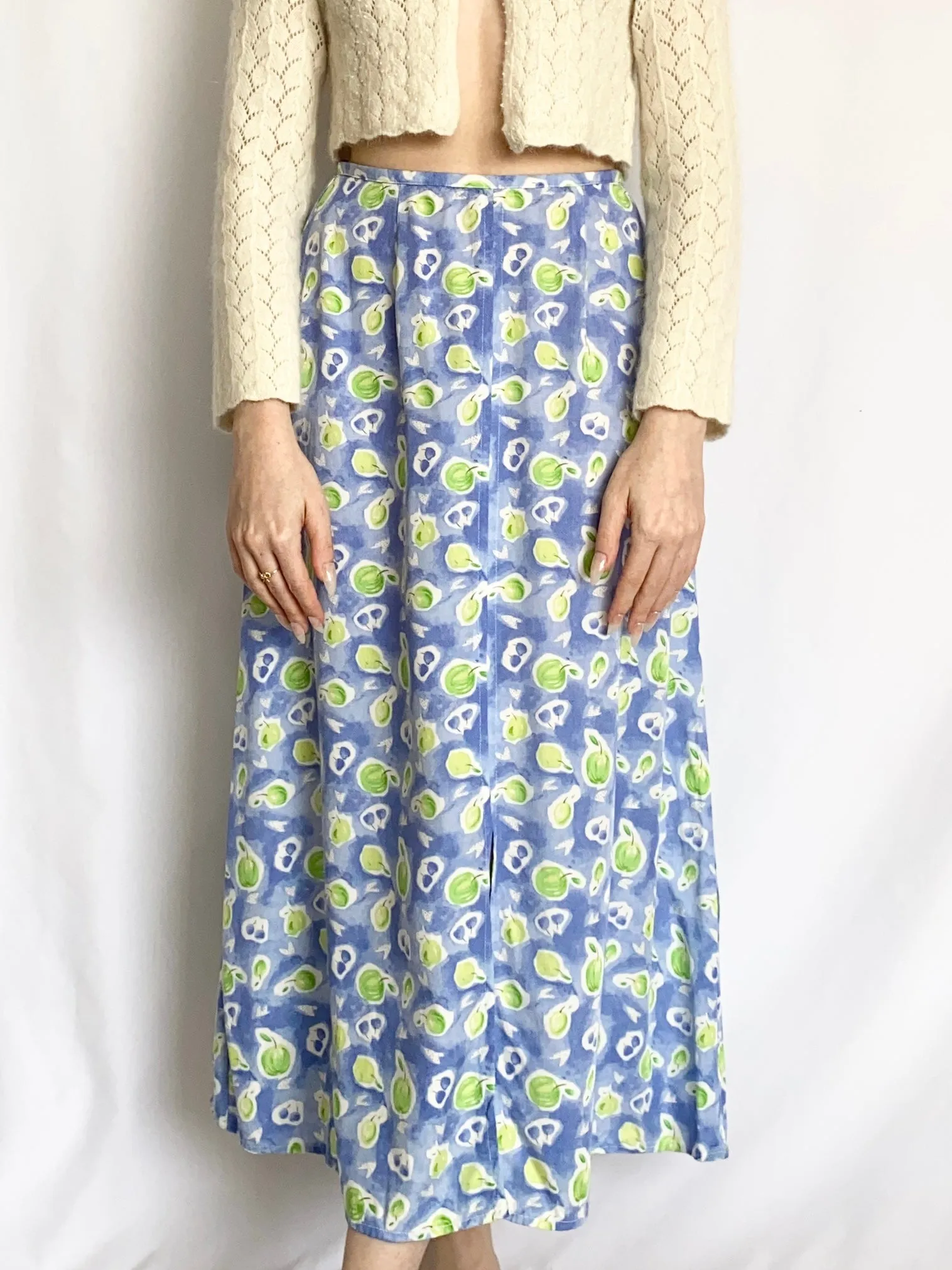 Vintage 1990s Apple Blueberry Fruit Midi Skirt (2P)
