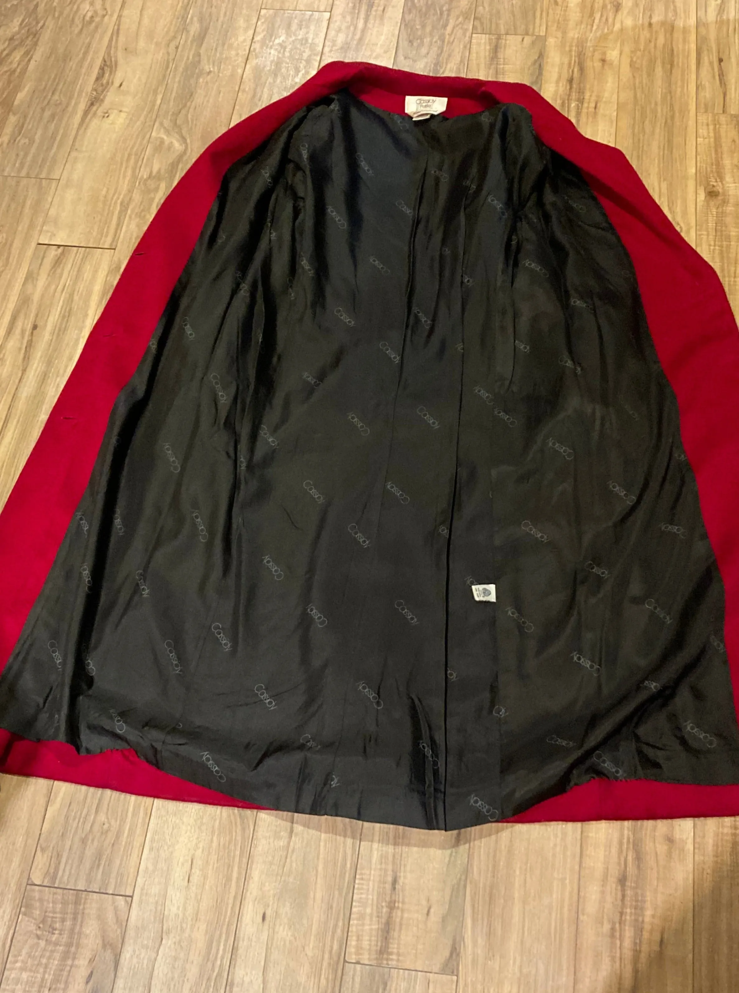 Vintage Cassidy Petite Red Wool Long Coat, Made in USA, Size 6