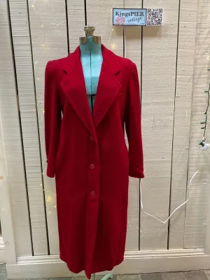 Vintage Cassidy Petite Red Wool Long Coat, Made in USA, Size 6