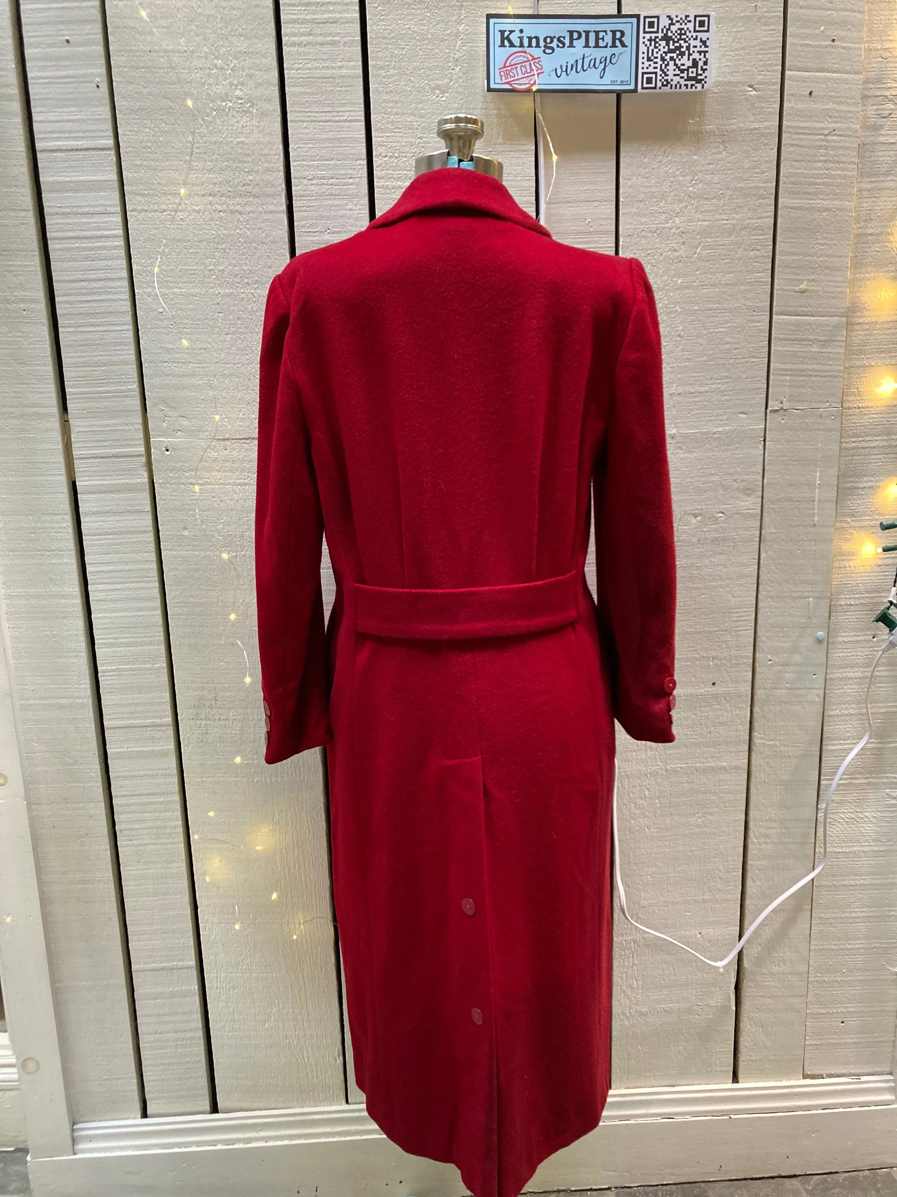 Vintage Cassidy Petite Red Wool Long Coat, Made in USA, Size 6