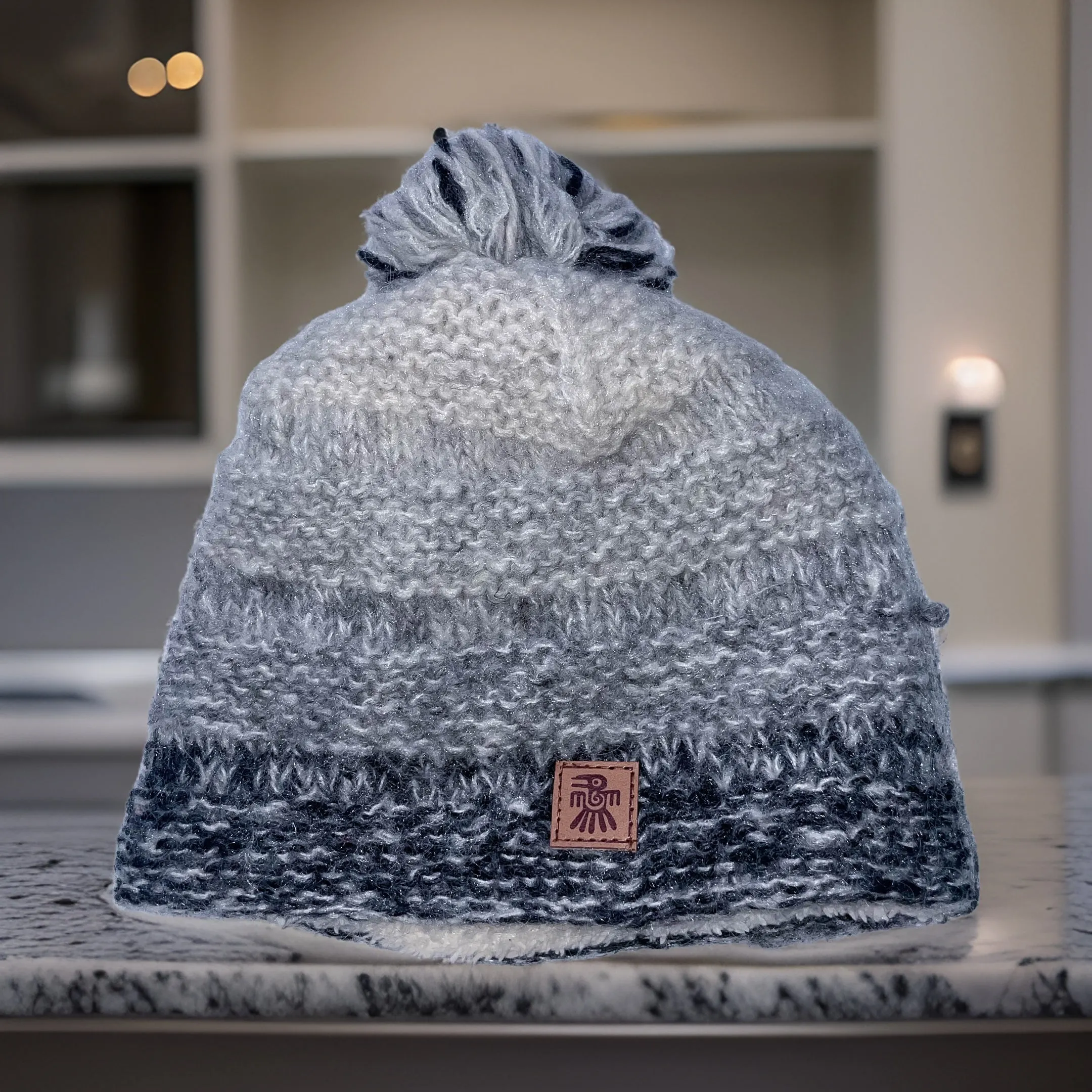 Vintage grey pachamama wool beanie cap