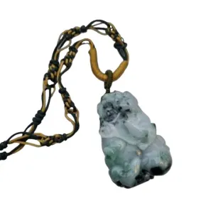 Vintage jade Chinese zodiac mouse pendant carved on both sides.