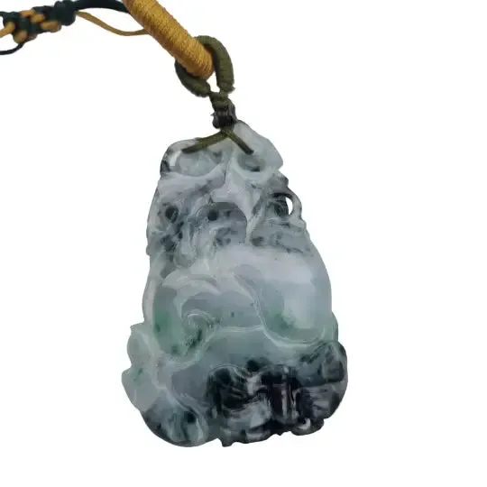 Vintage jade Chinese zodiac mouse pendant carved on both sides.