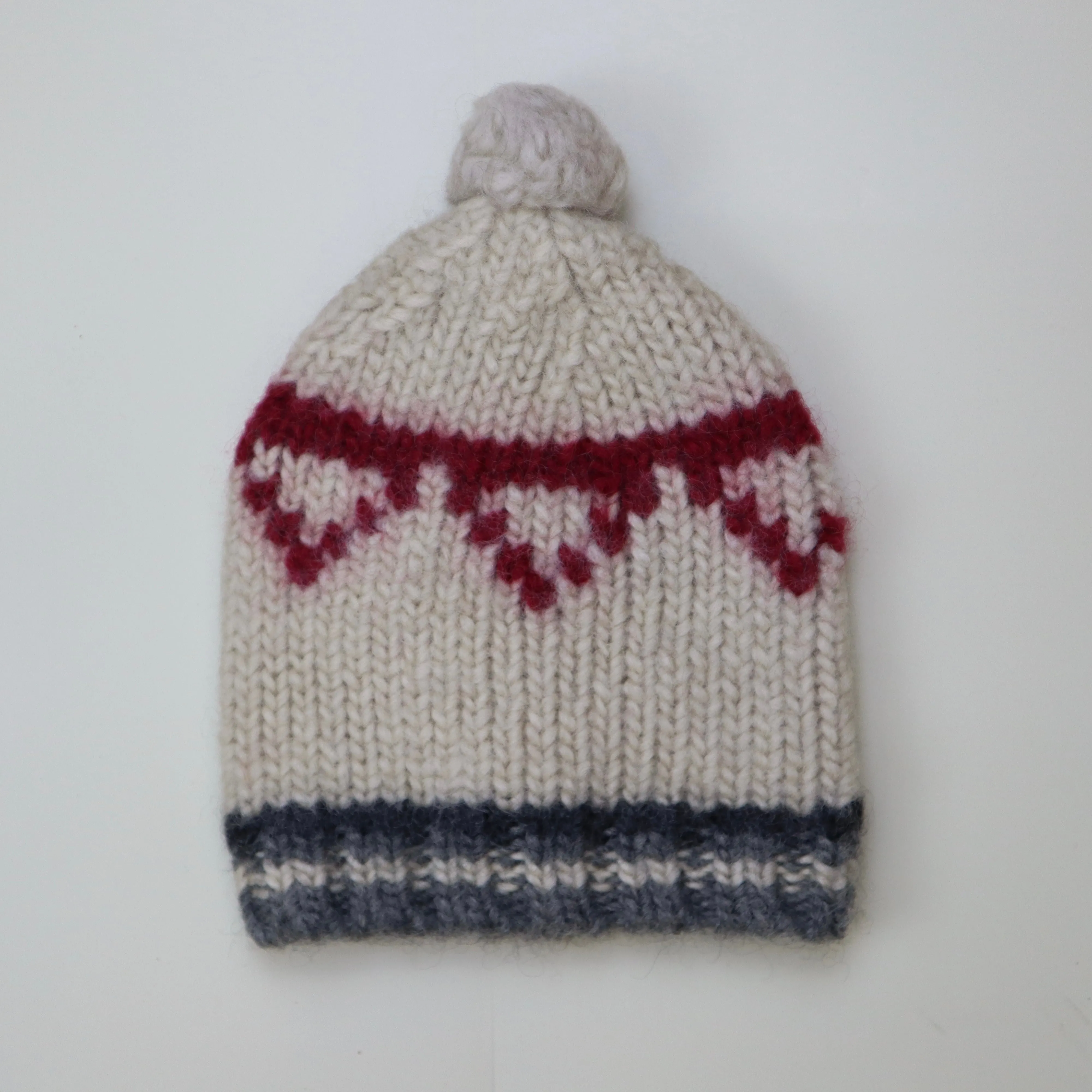 White Beanie with Red Triangles