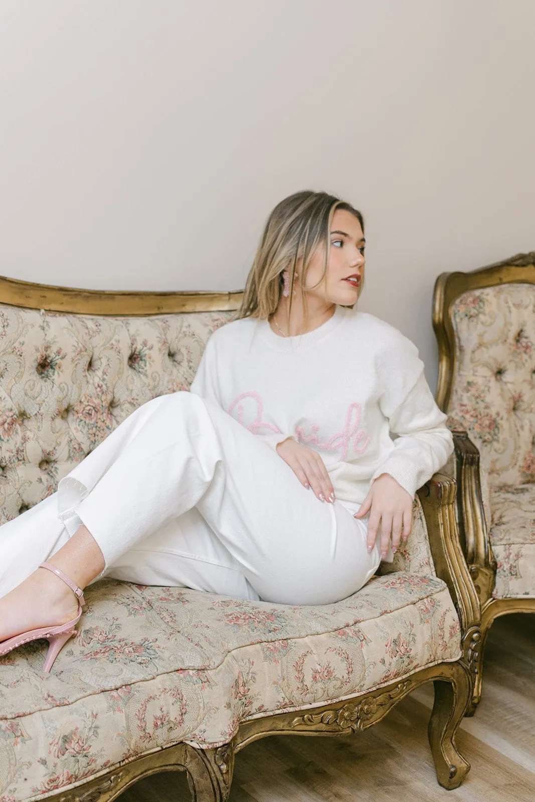 White "Bride" Tinsel Sweater