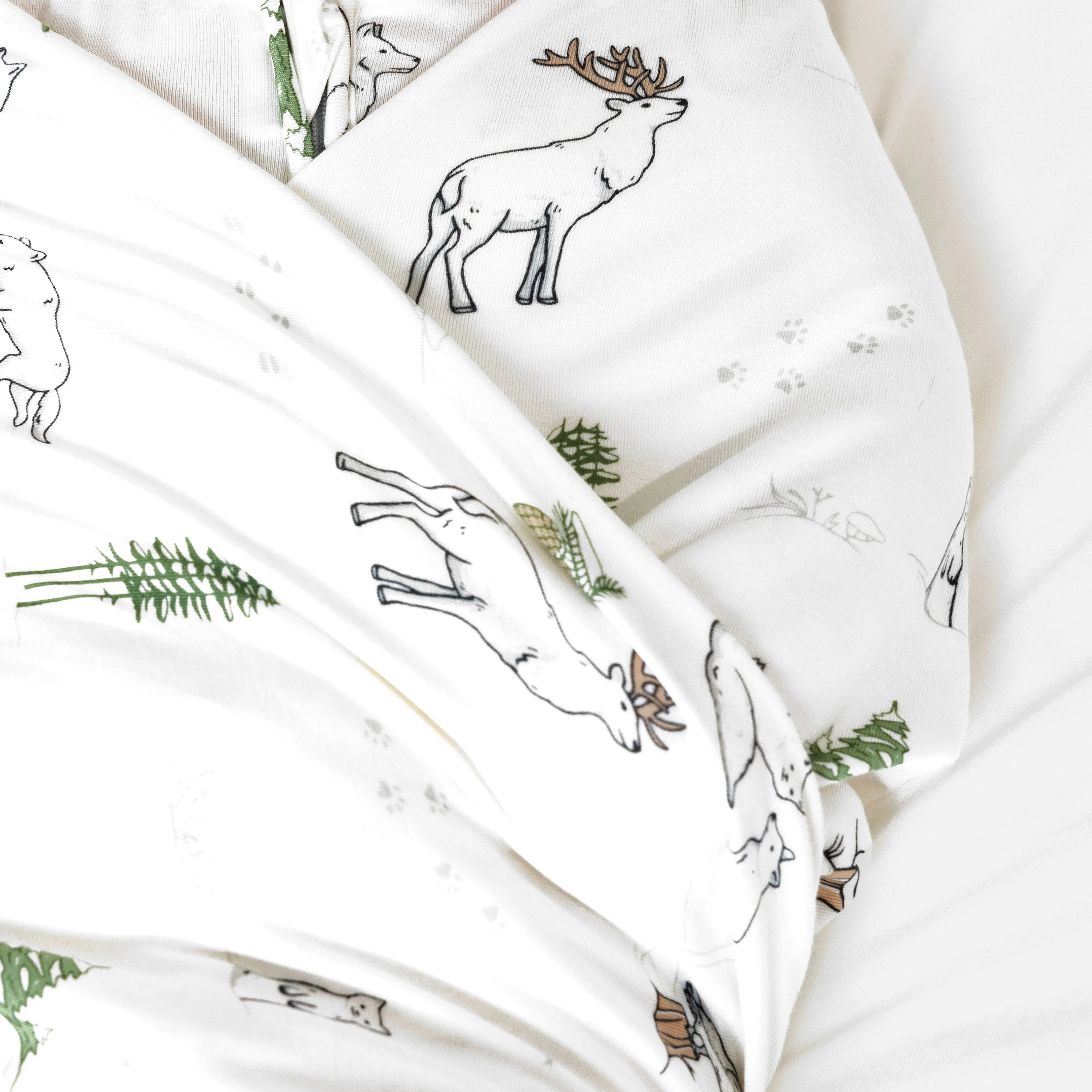 Winter Forest Animals Bamboo Swaddle & Beanie Set