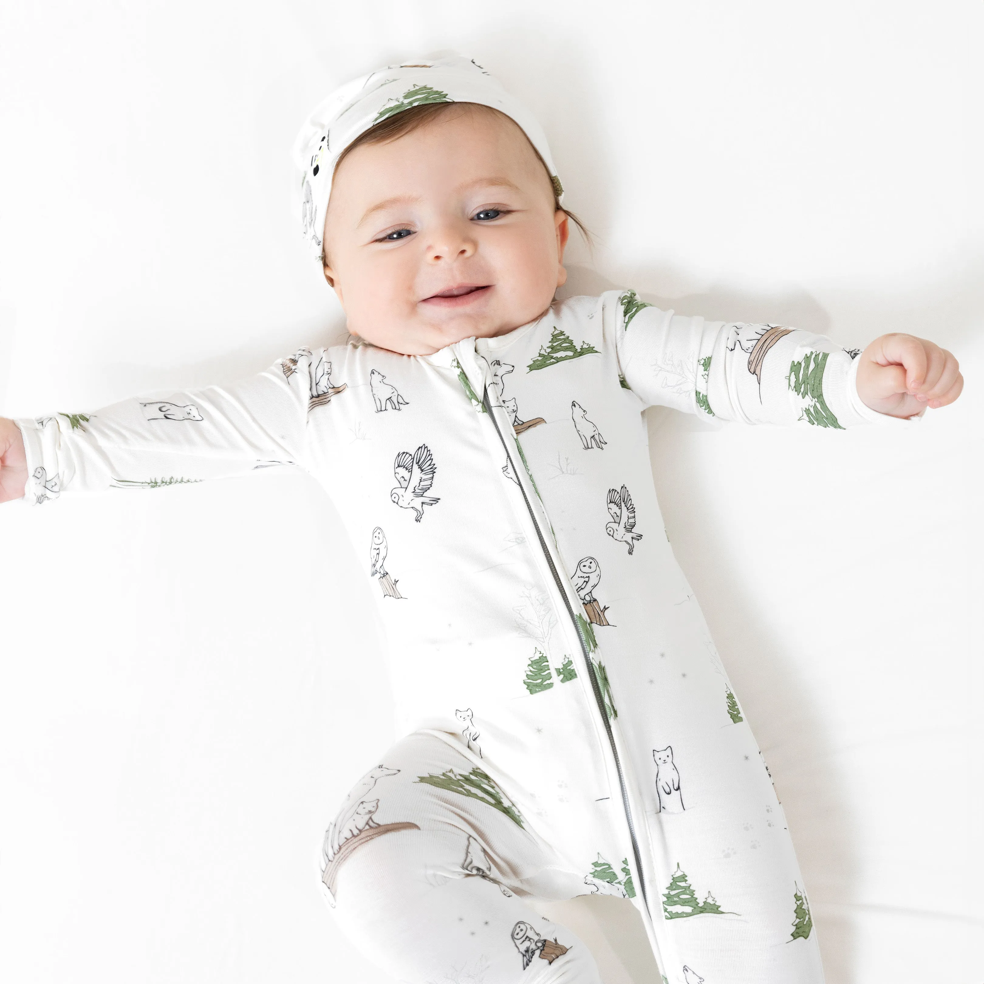 Winter Forest Animals Bamboo Swaddle & Beanie Set