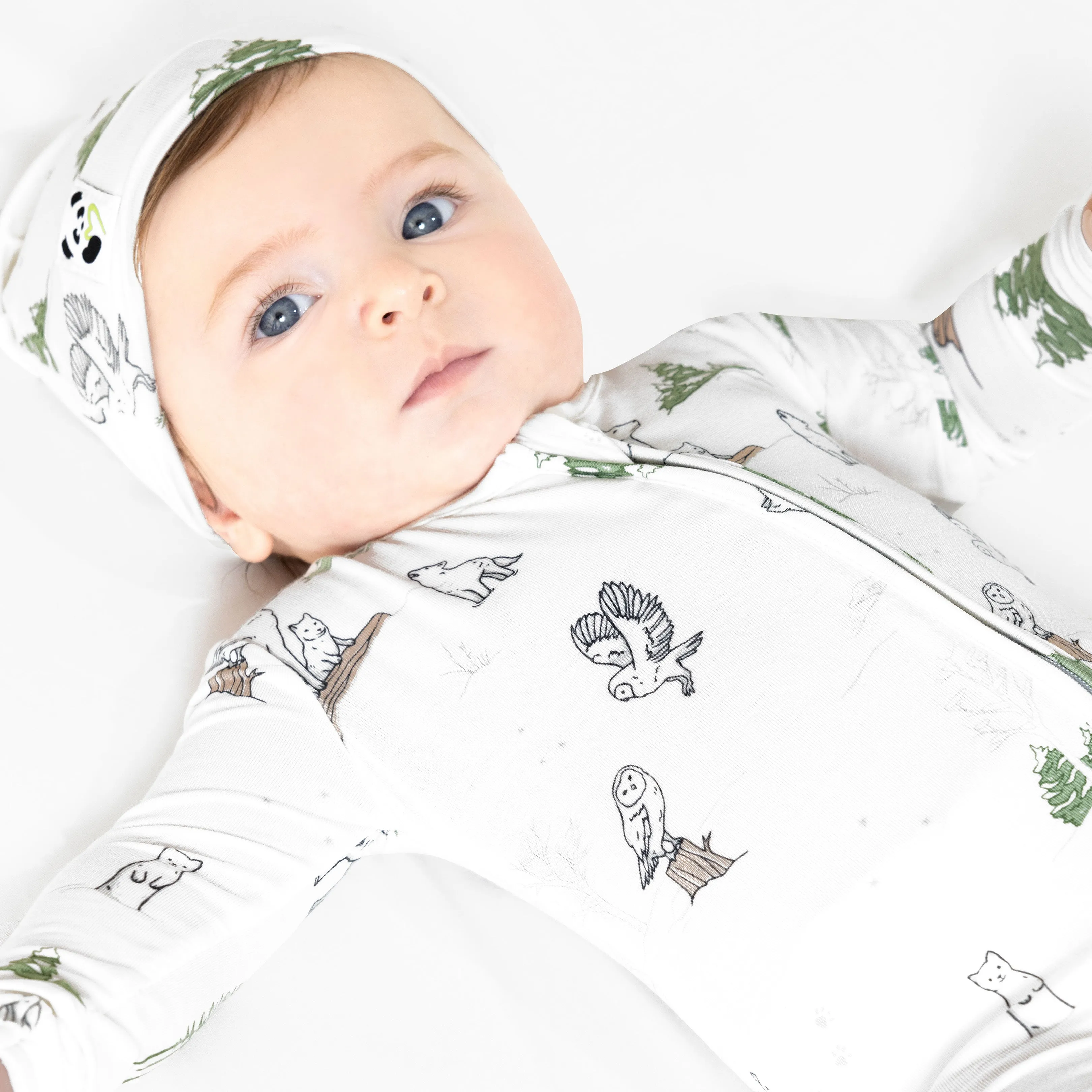 Winter Forest Animals Bamboo Swaddle & Beanie Set