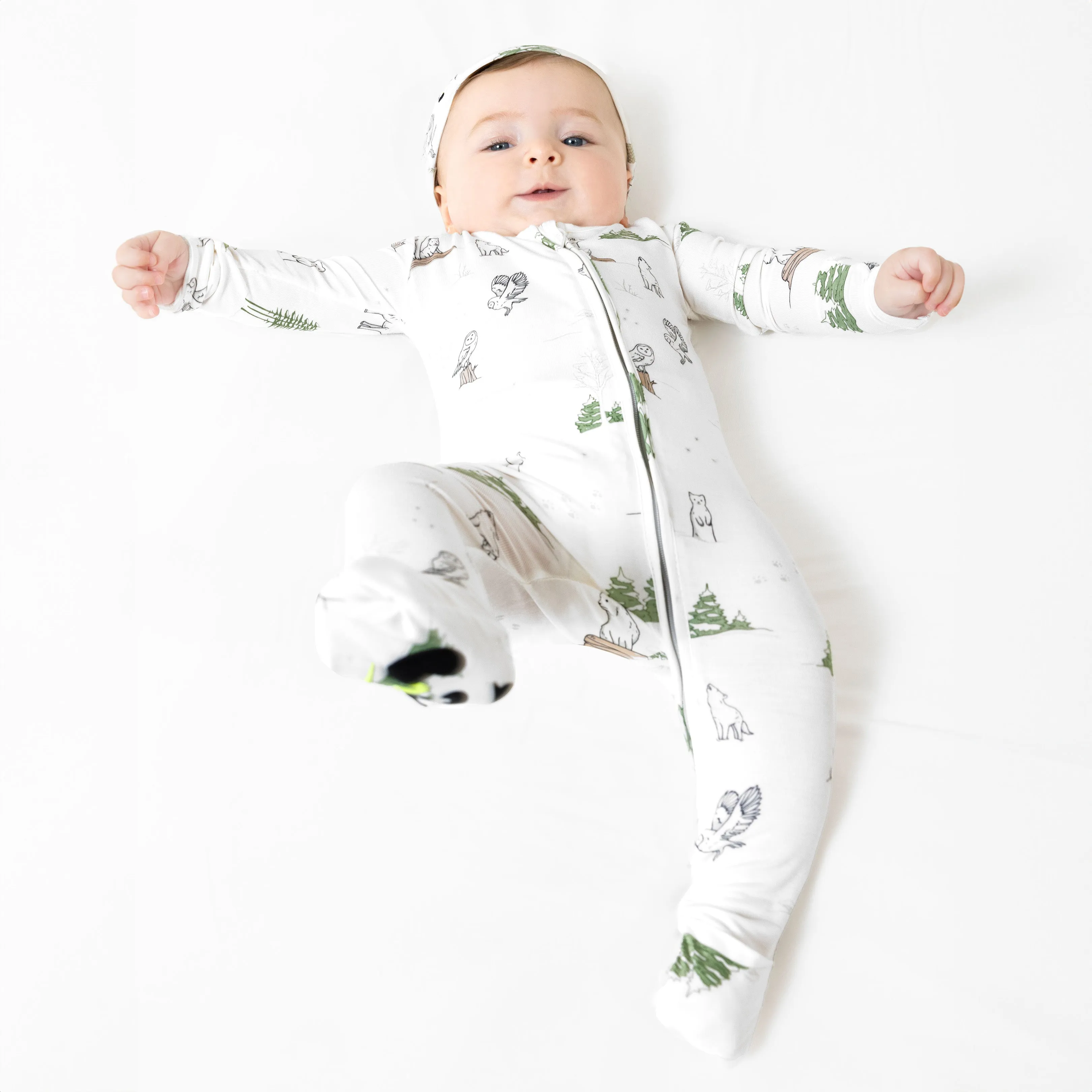 Winter Forest Animals Bamboo Swaddle & Beanie Set