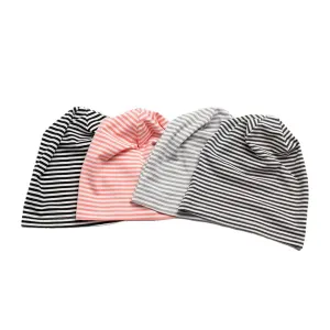 Women Cotton Striped Thin Baotou Hat Fashion Casual Soft Skin-friendly Elastic Beanie Hat