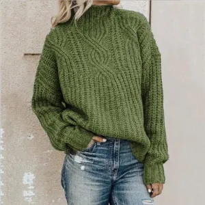 Women's Casual Knitted Pullover Sweatshirt with Turtleneck | Ideal for Autumn/Winter
