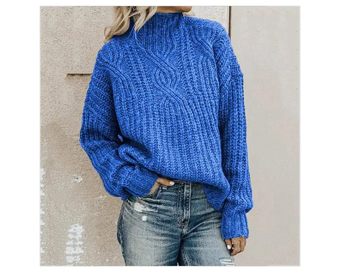 Women's Casual Knitted Pullover Sweatshirt with Turtleneck | Ideal for Autumn/Winter