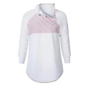 Women’s Pink/White Quilted Sherpa Pullover
