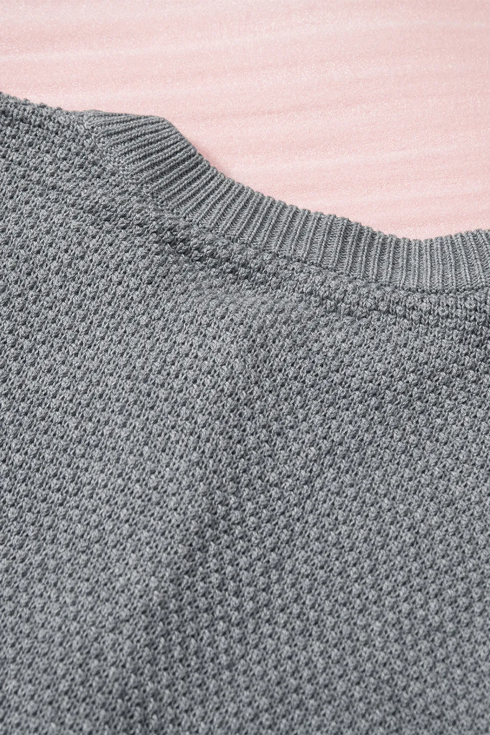 Women's Plain Buttoned Henley Sweater with Slit