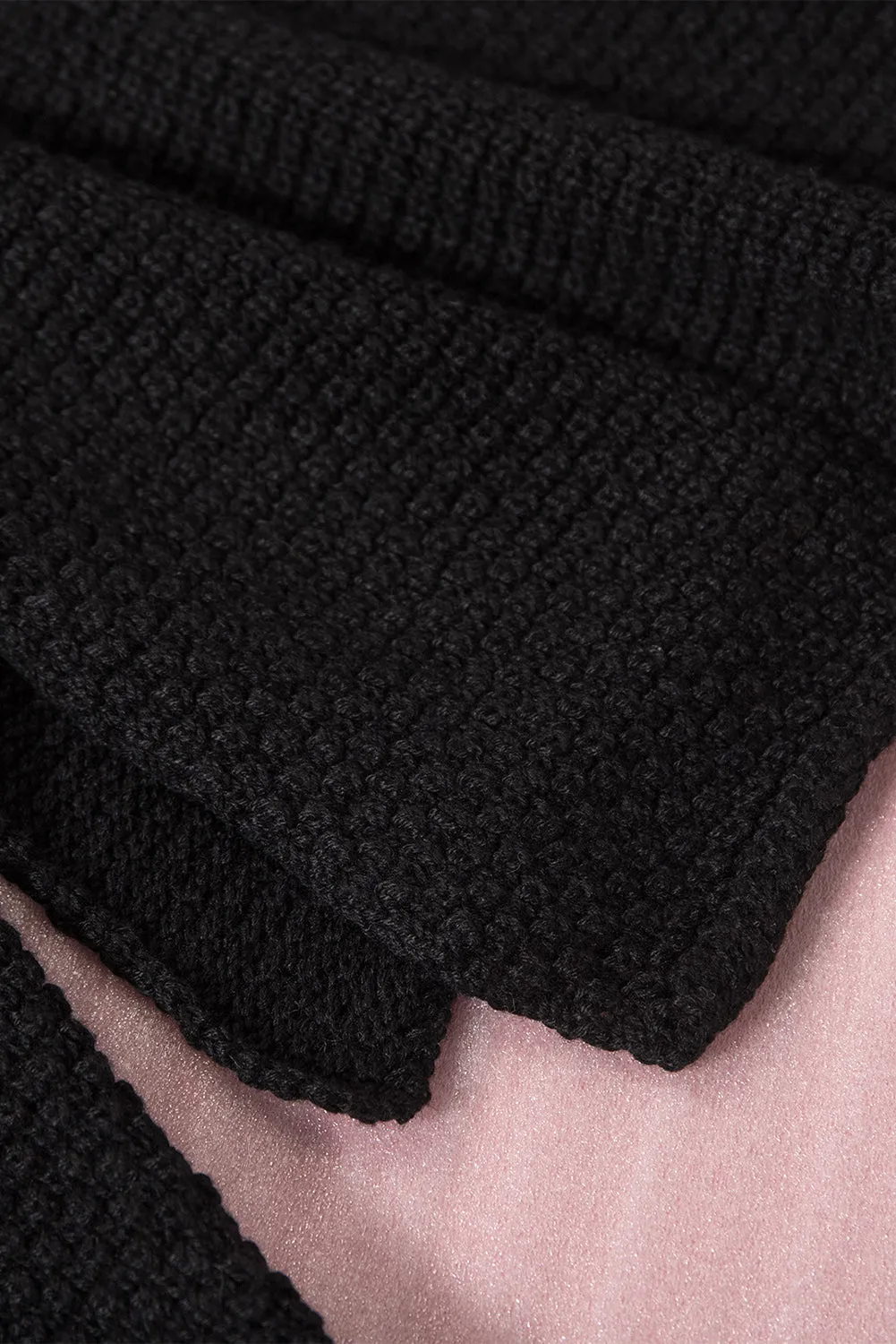 Women's Plain Buttoned Henley Sweater with Slit