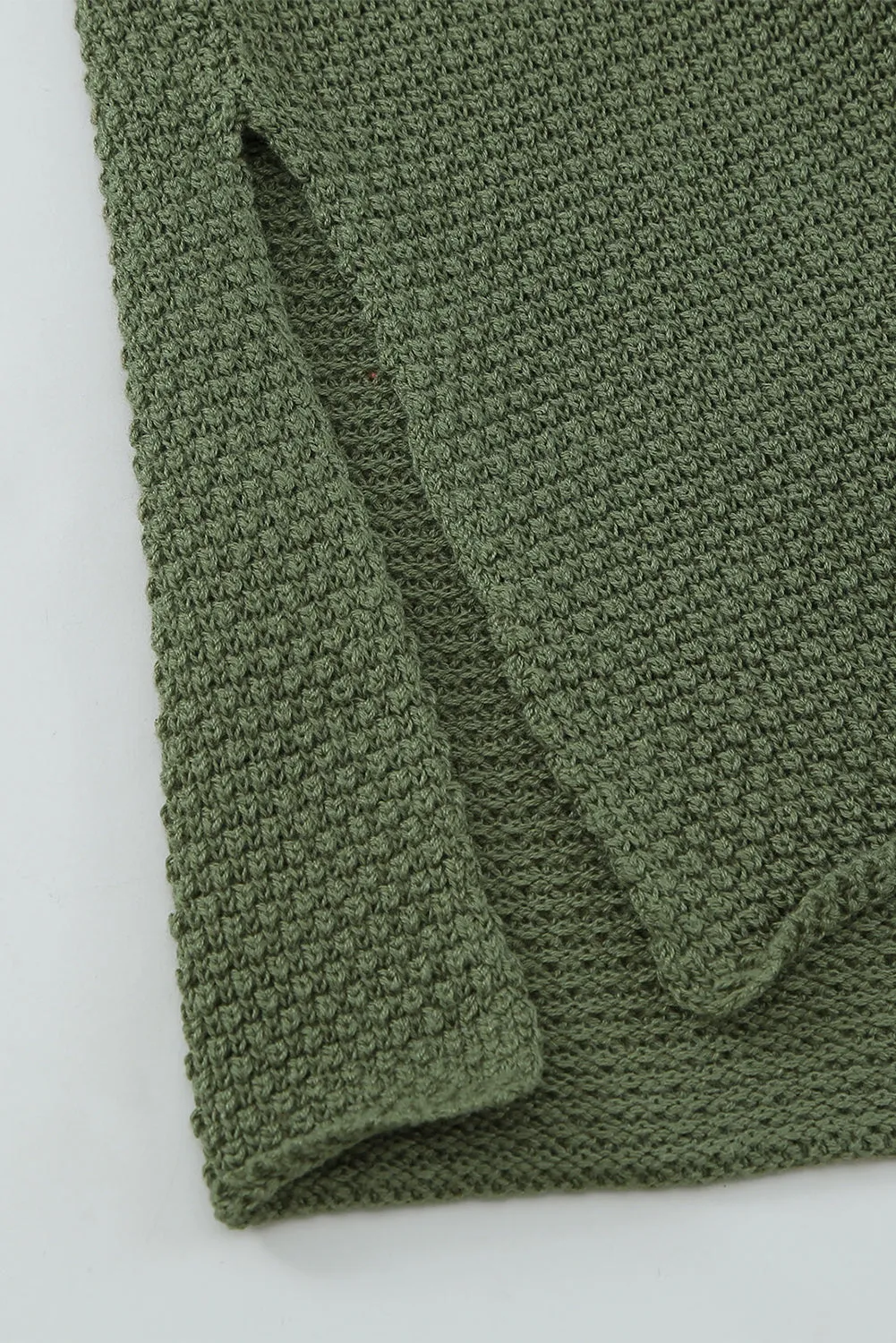 Women's Plain Buttoned Henley Sweater with Slit