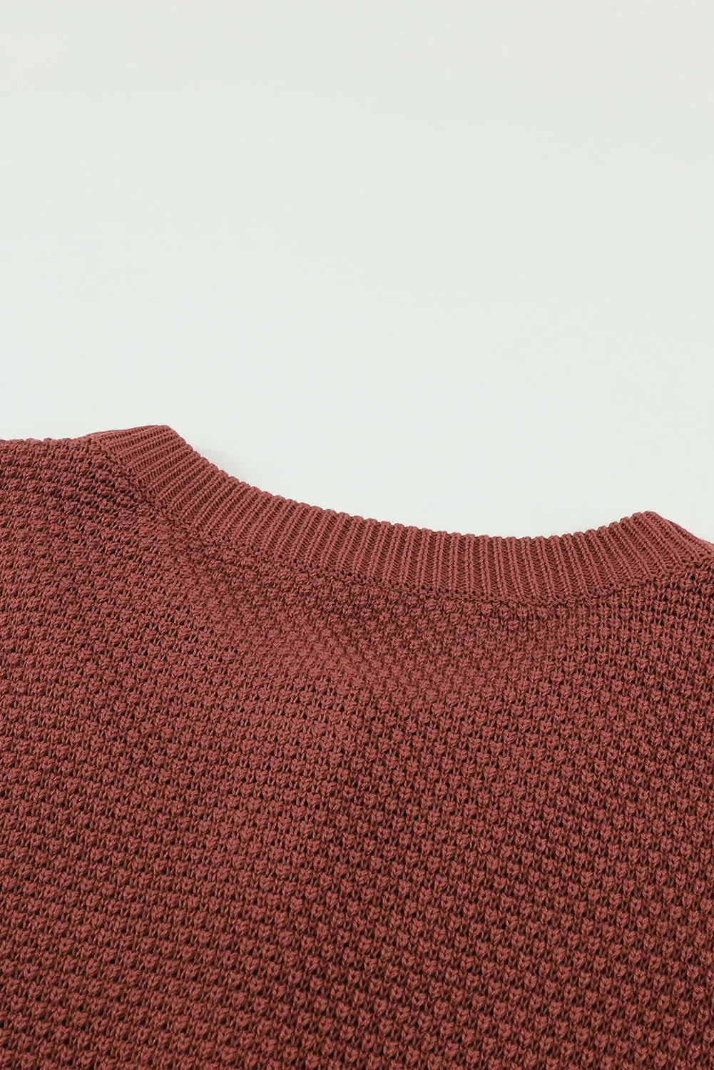 Women's Plain Buttoned Henley Sweater with Slit