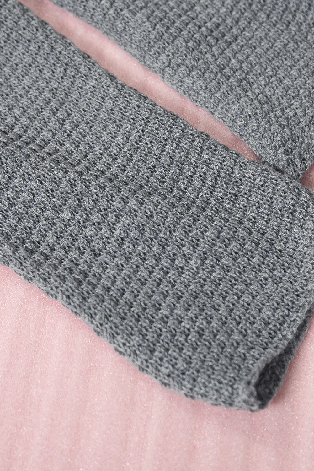Women's Plain Buttoned Henley Sweater with Slit