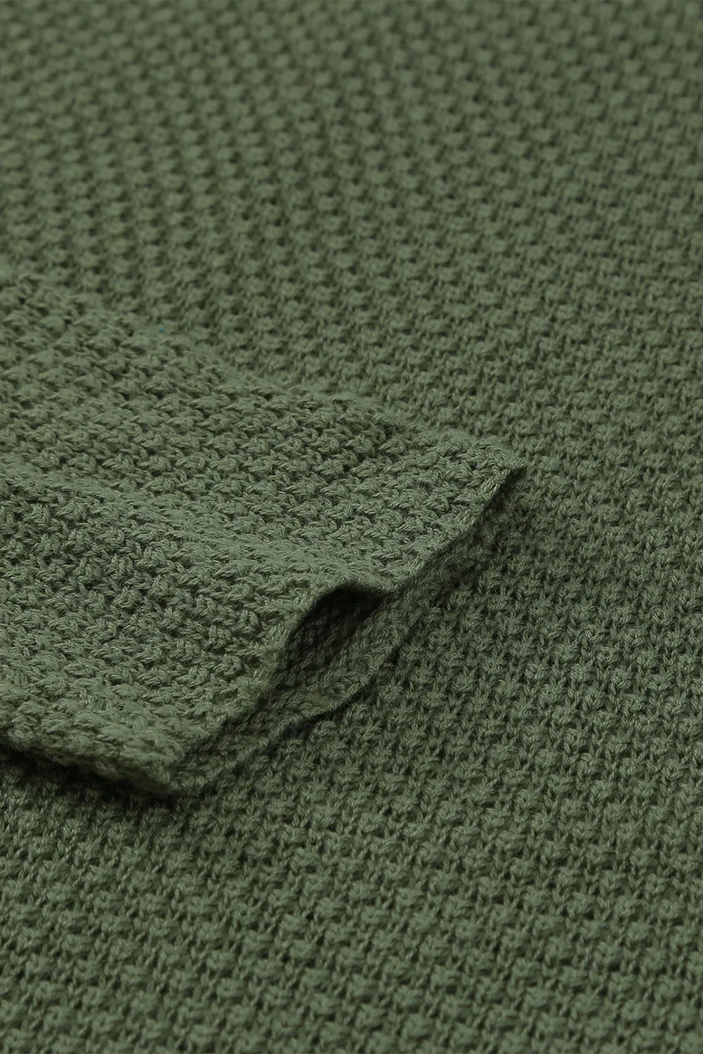 Women's Plain Buttoned Henley Sweater with Slit