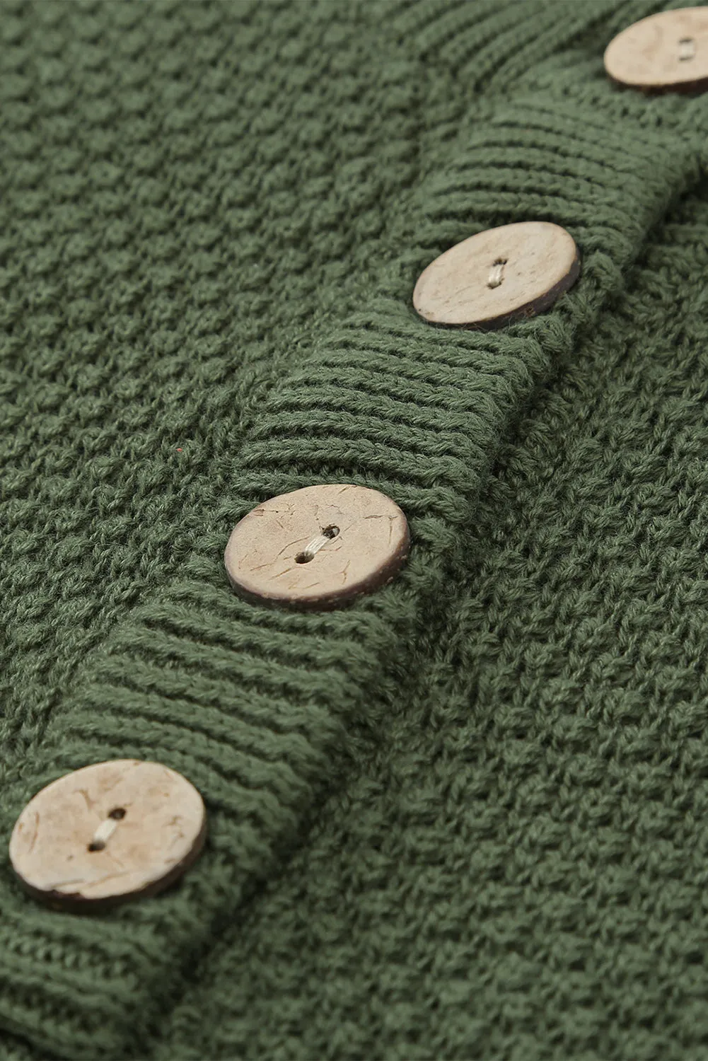 Women's Plain Buttoned Henley Sweater with Slit