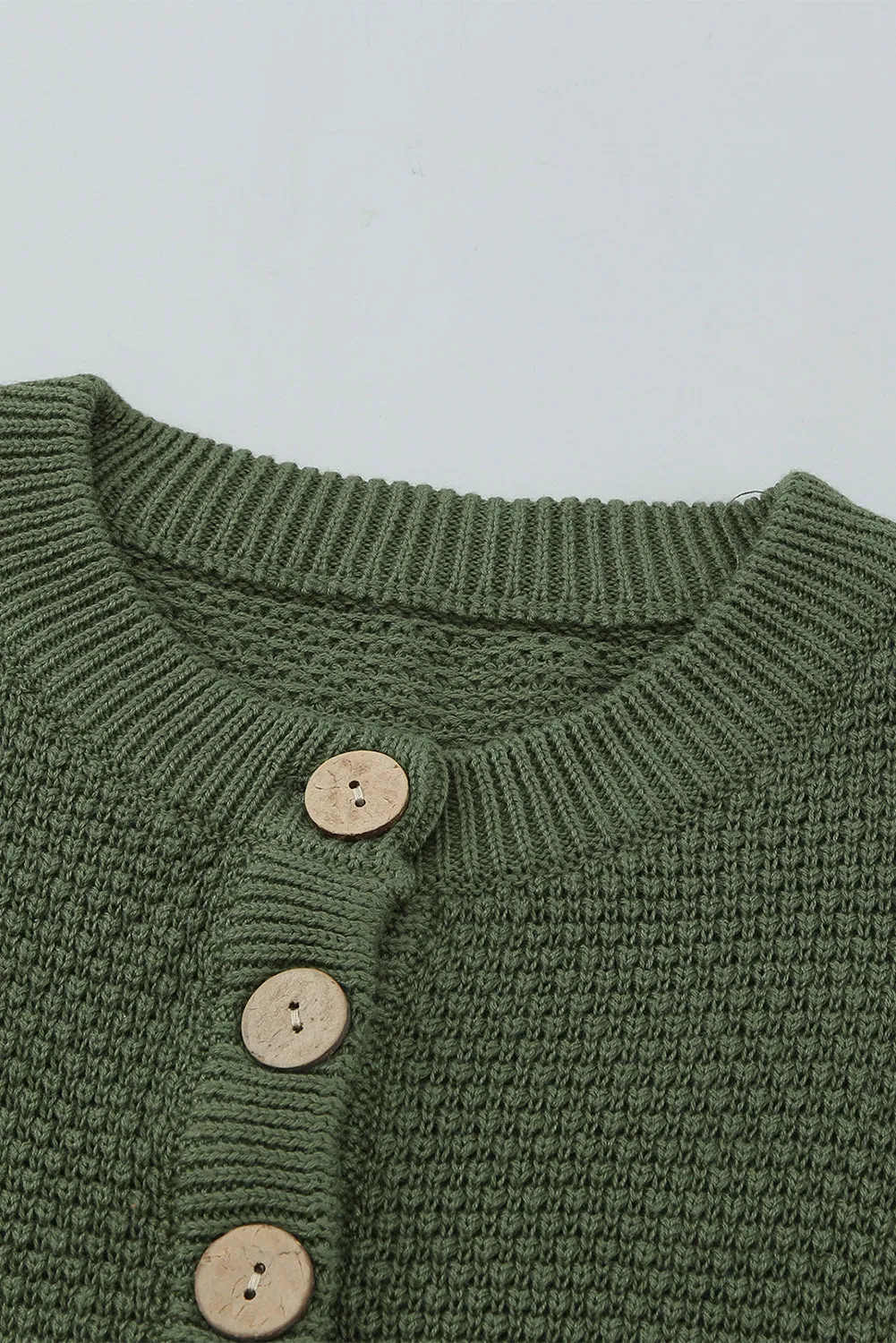 Women's Plain Buttoned Henley Sweater with Slit