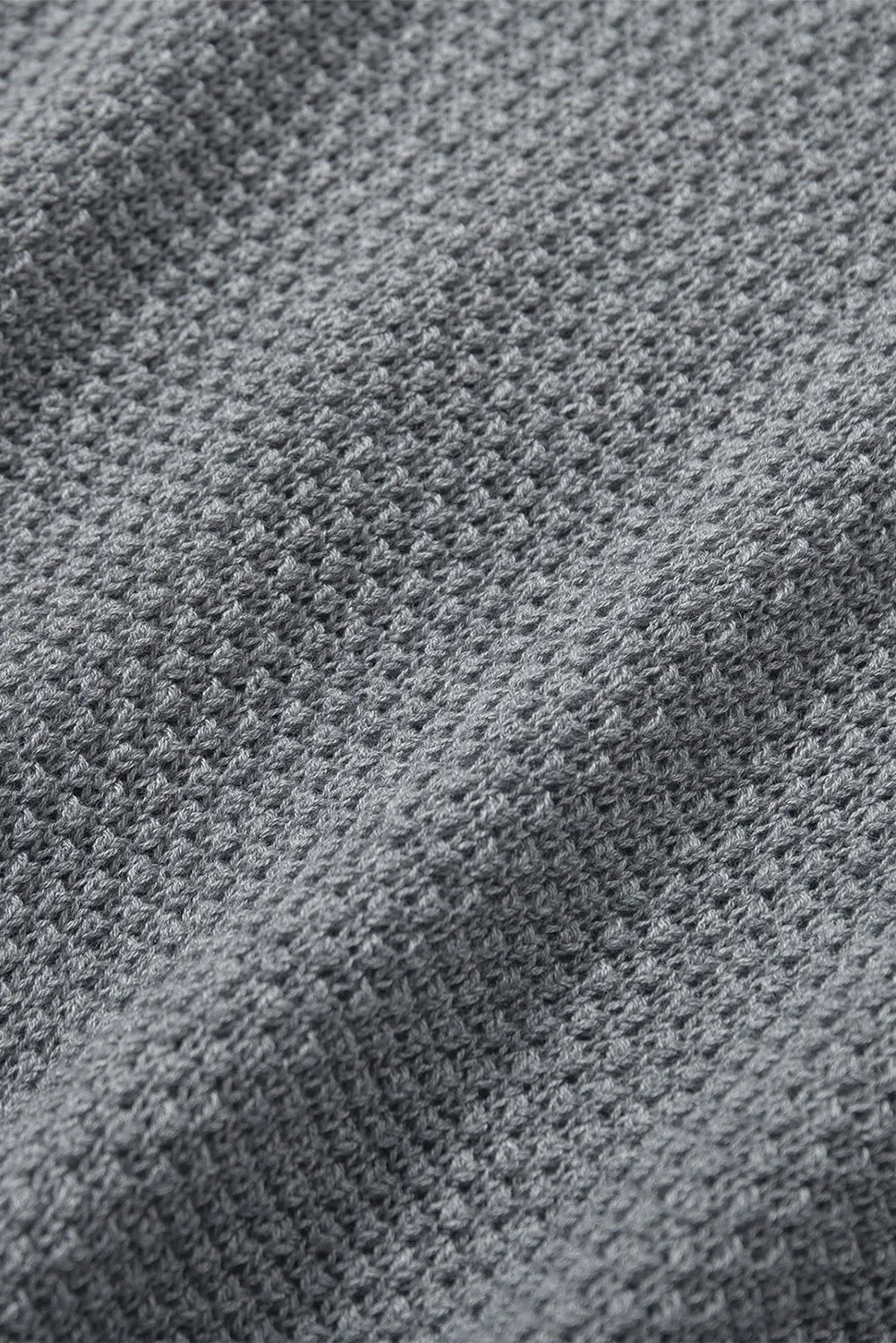 Women's Plain Buttoned Henley Sweater with Slit
