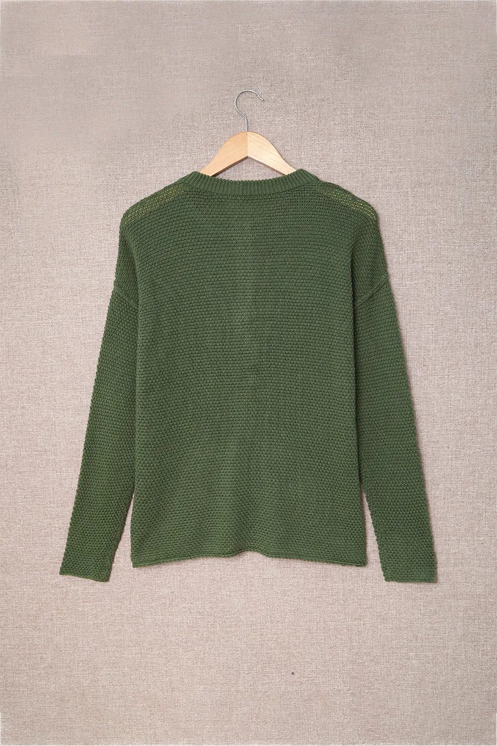 Women's Plain Buttoned Henley Sweater with Slit