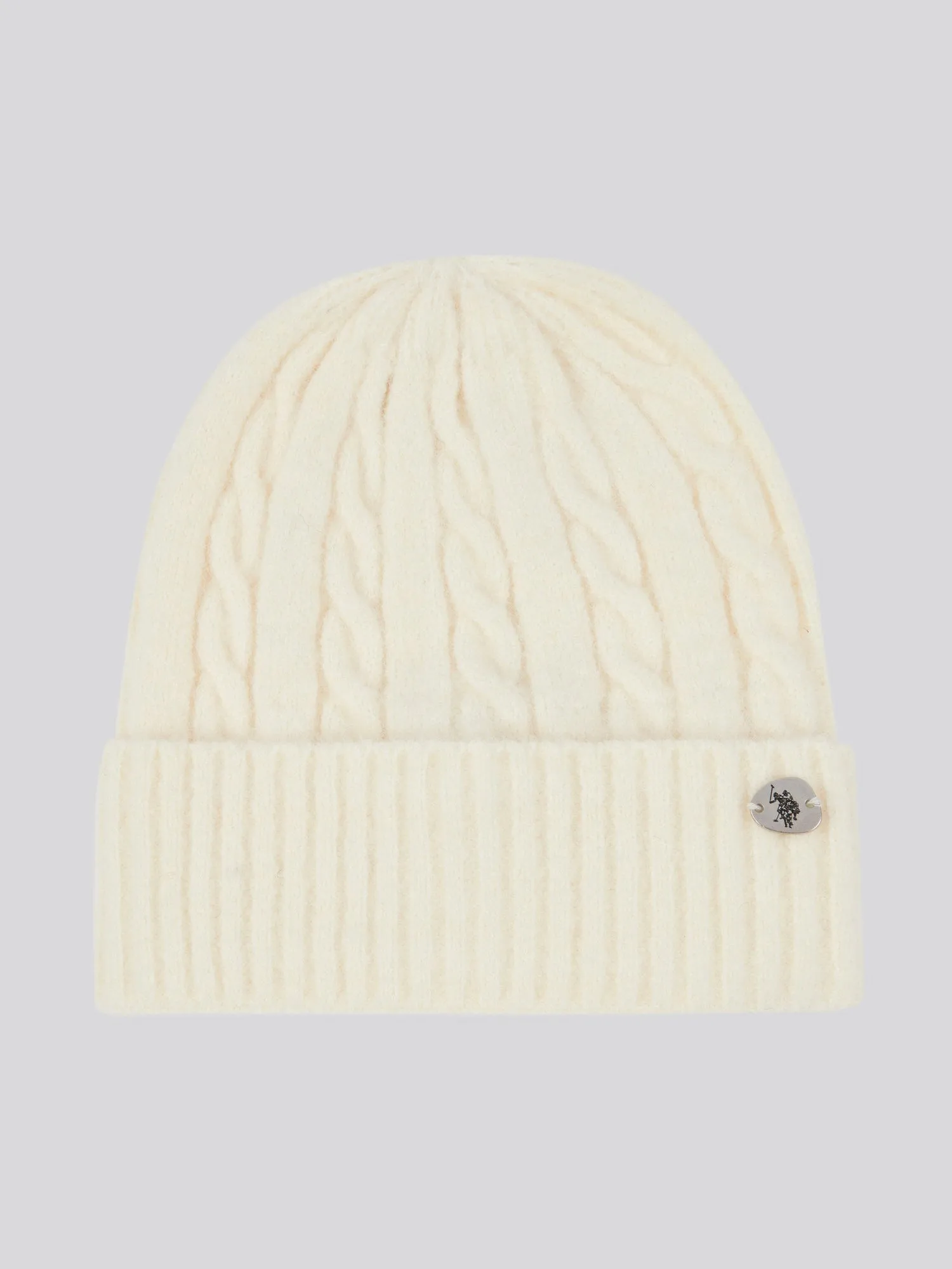 Womens Signature Cable Knit Beanie & Gloves Set in Marshmallow