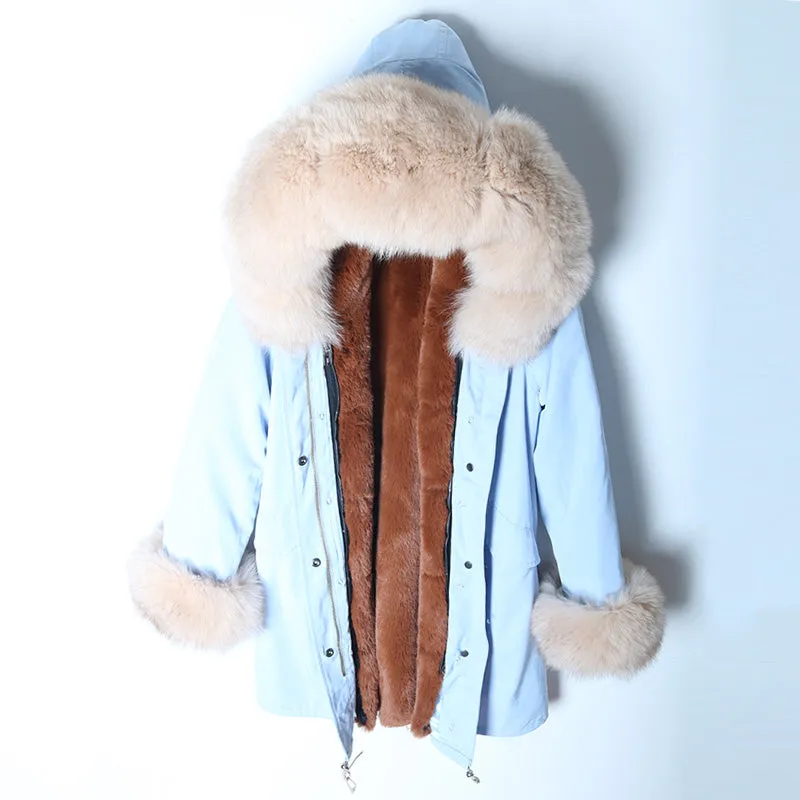 Women's Winter Casual Warm Short Parka With Detachable Fox Fur