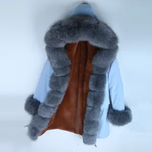 Women's Winter Casual Warm Short Parka With Detachable Fox Fur