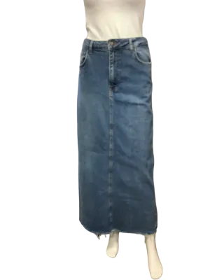 Zara Maxi Jean Skirt Blue Size: M
