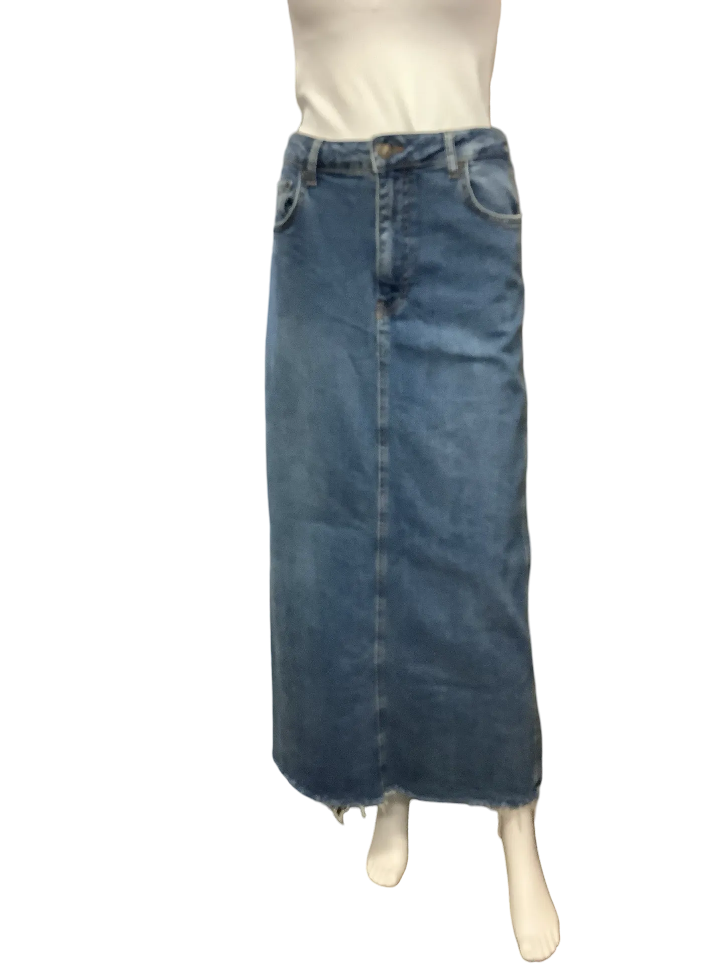 Zara Maxi Jean Skirt Blue Size: M